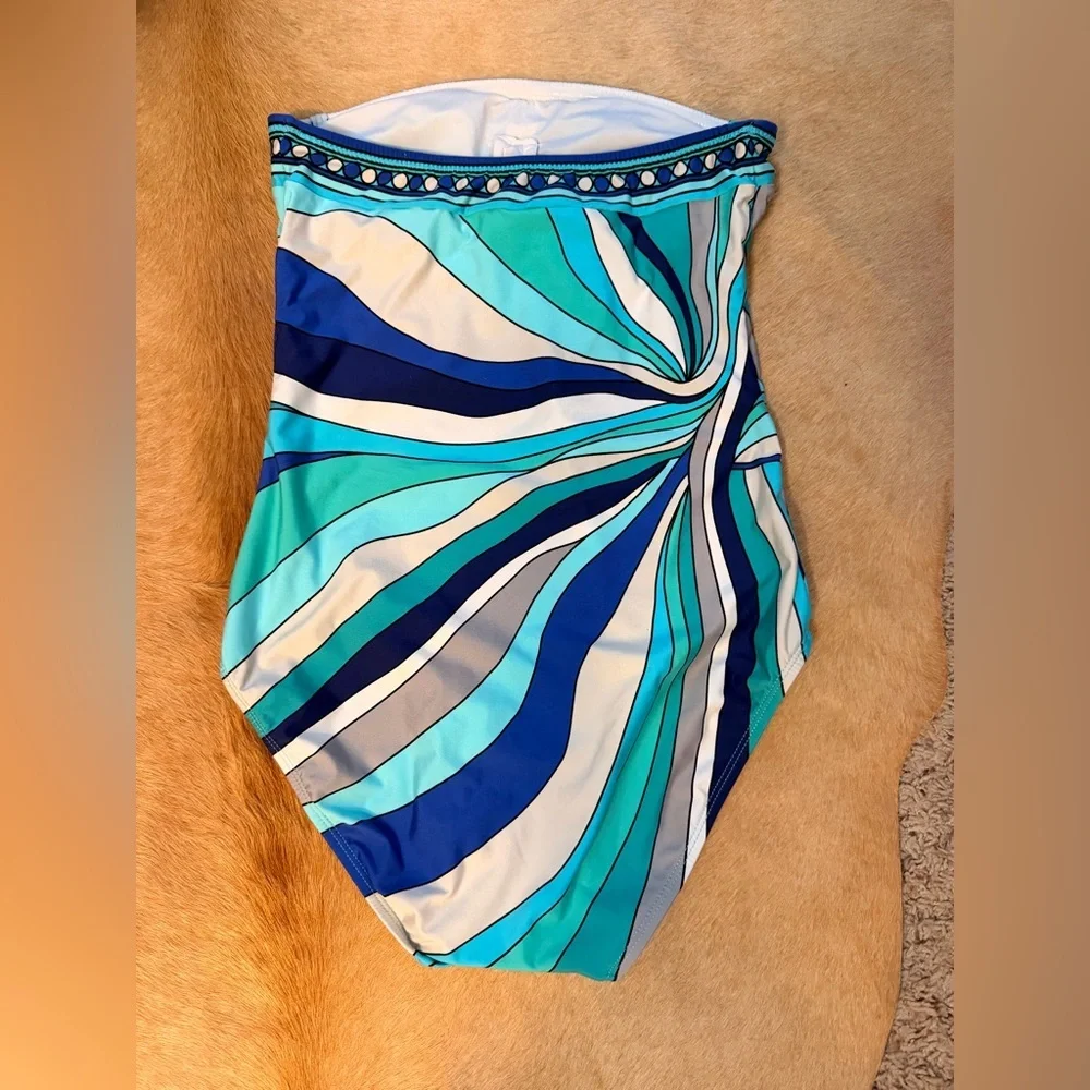 Michael Kors Blue and White Striped Swimwear - Picture 3 of 4